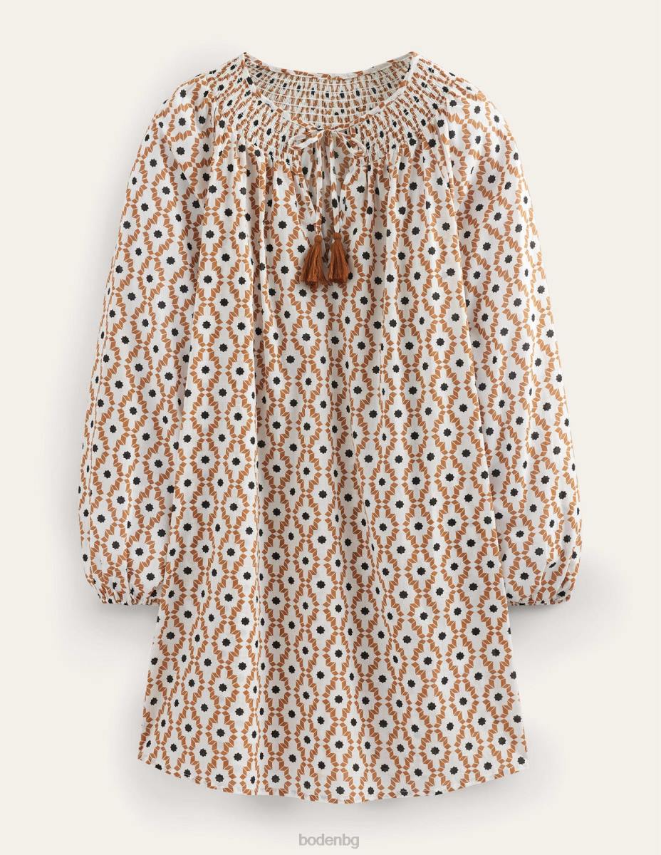 облекло Boden плажен кафтан с пушено деколте кашу и гео транс Жени LL682142