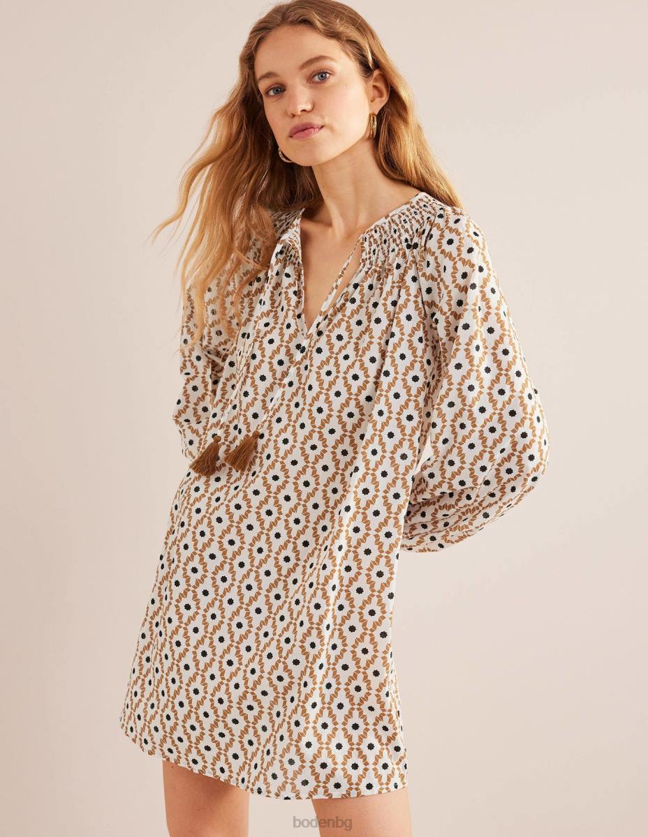 облекло Boden плажен кафтан с пушено деколте кашу и гео транс Жени LL682142