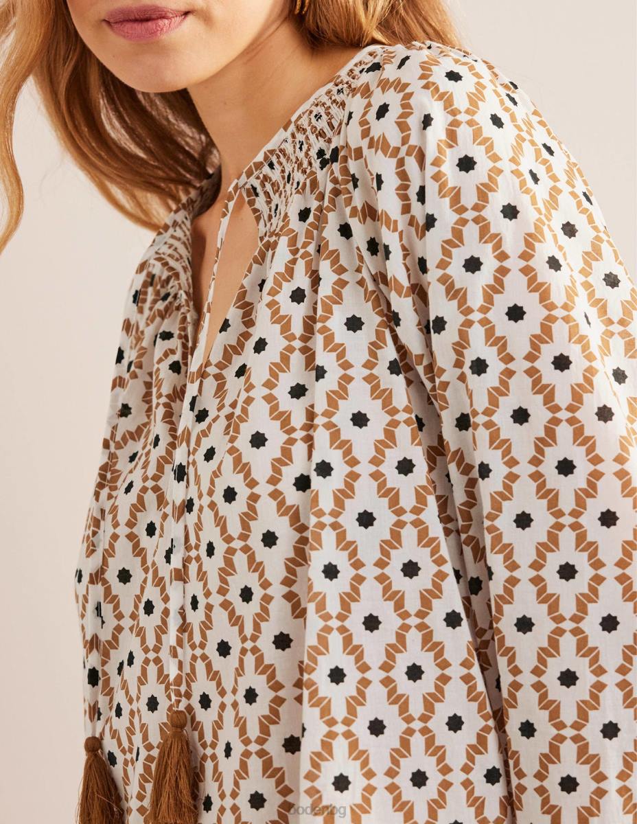 облекло Boden плажен кафтан с пушено деколте кашу и гео транс Жени LL682142