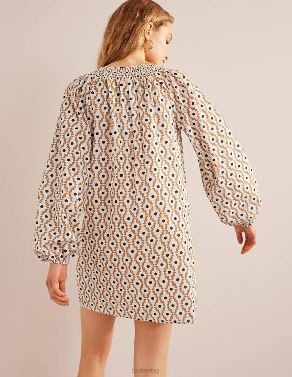 облекло Boden плажен кафтан с пушено деколте кашу и гео транс Жени LL682142