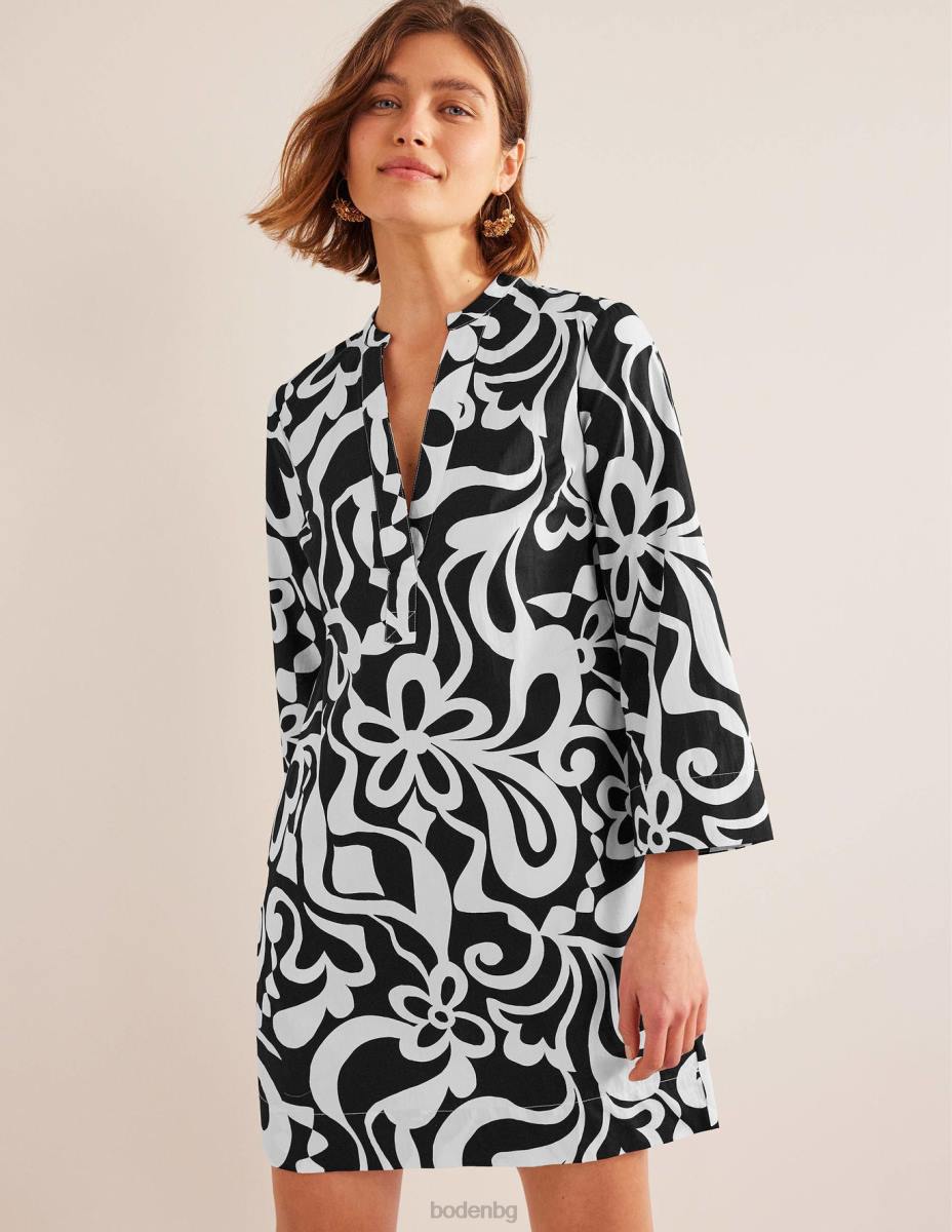 облекло Boden мини рокля с деколте черно и цъфтящо лазурно Жени LL682147