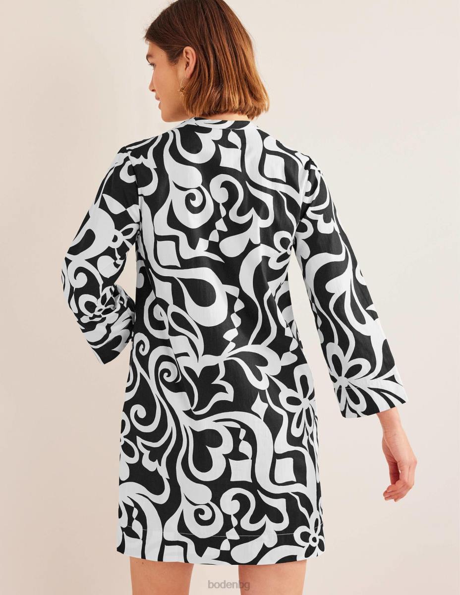 облекло Boden мини рокля с деколте черно и цъфтящо лазурно Жени LL682147