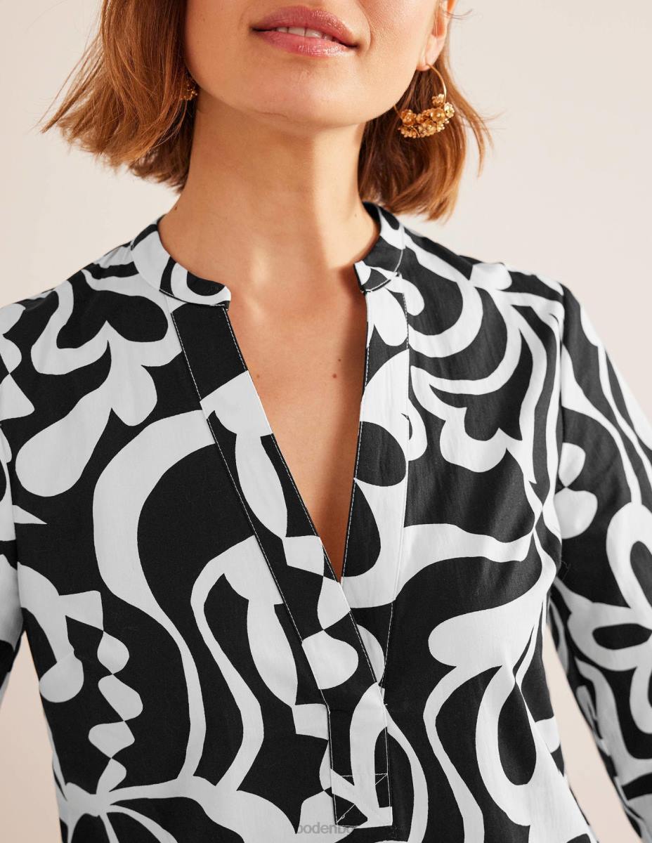 облекло Boden мини рокля с деколте черно и цъфтящо лазурно Жени LL682147