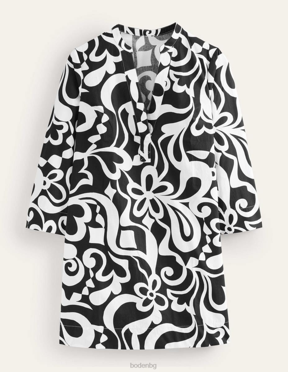 облекло Boden мини рокля с деколте черно и цъфтящо лазурно Жени LL682147