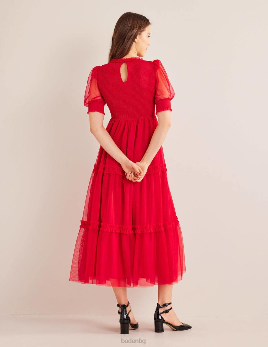 облекло Boden макси рокля от пушен тюл тъмна роза Жени LL682151