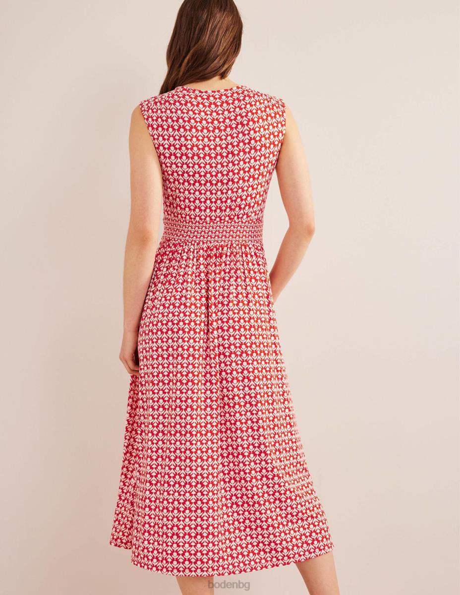 облекло Boden миди рокля от трико с детайли на талията вермилион и лале поп Жени LL682157