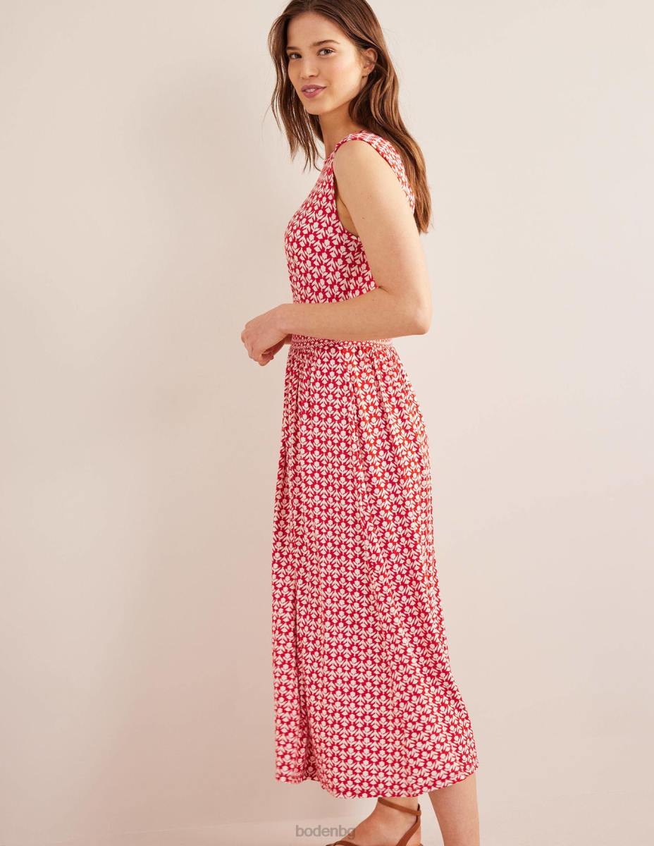 облекло Boden миди рокля от трико с детайли на талията вермилион и лале поп Жени LL682157