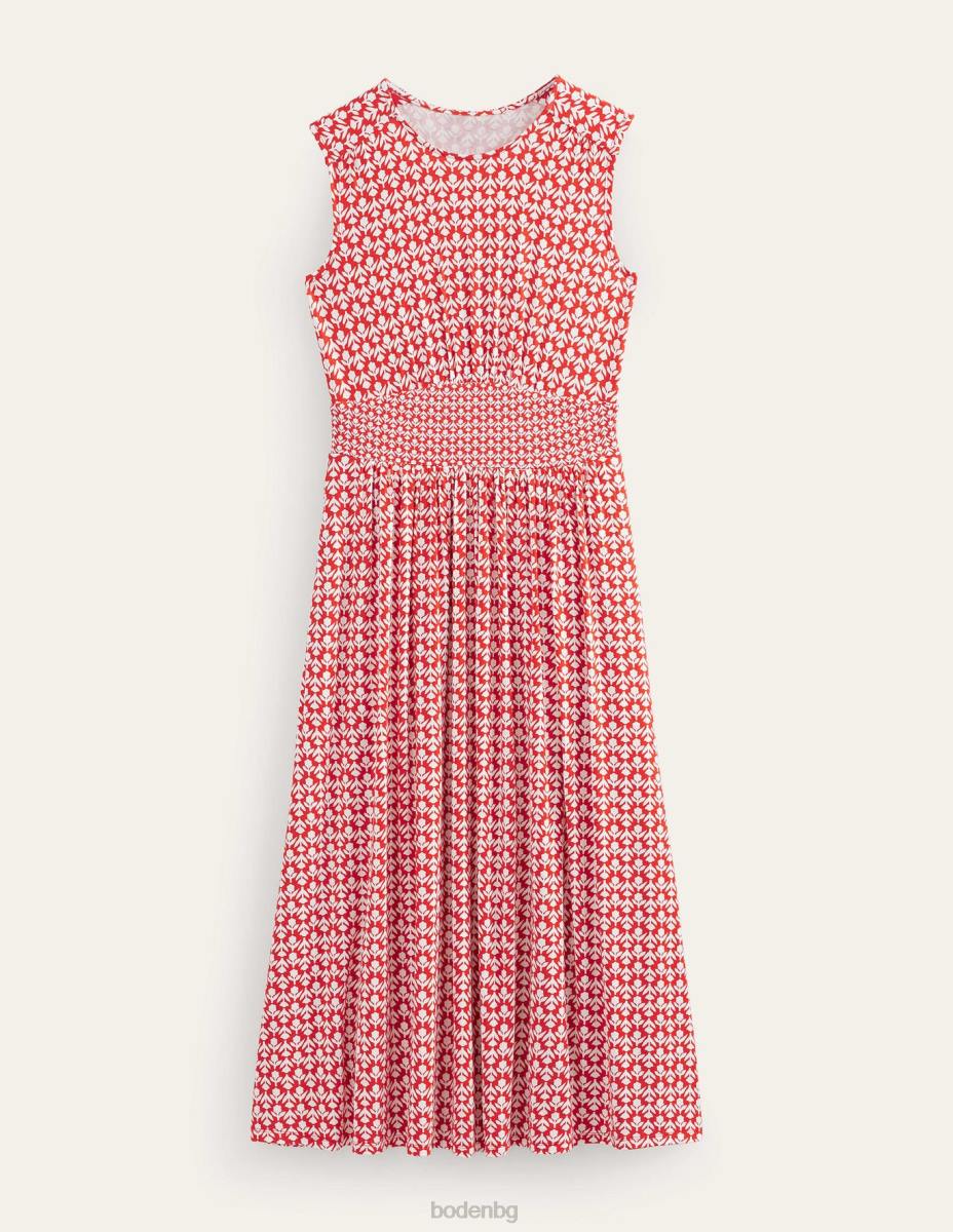 облекло Boden миди рокля от трико с детайли на талията вермилион и лале поп Жени LL682157