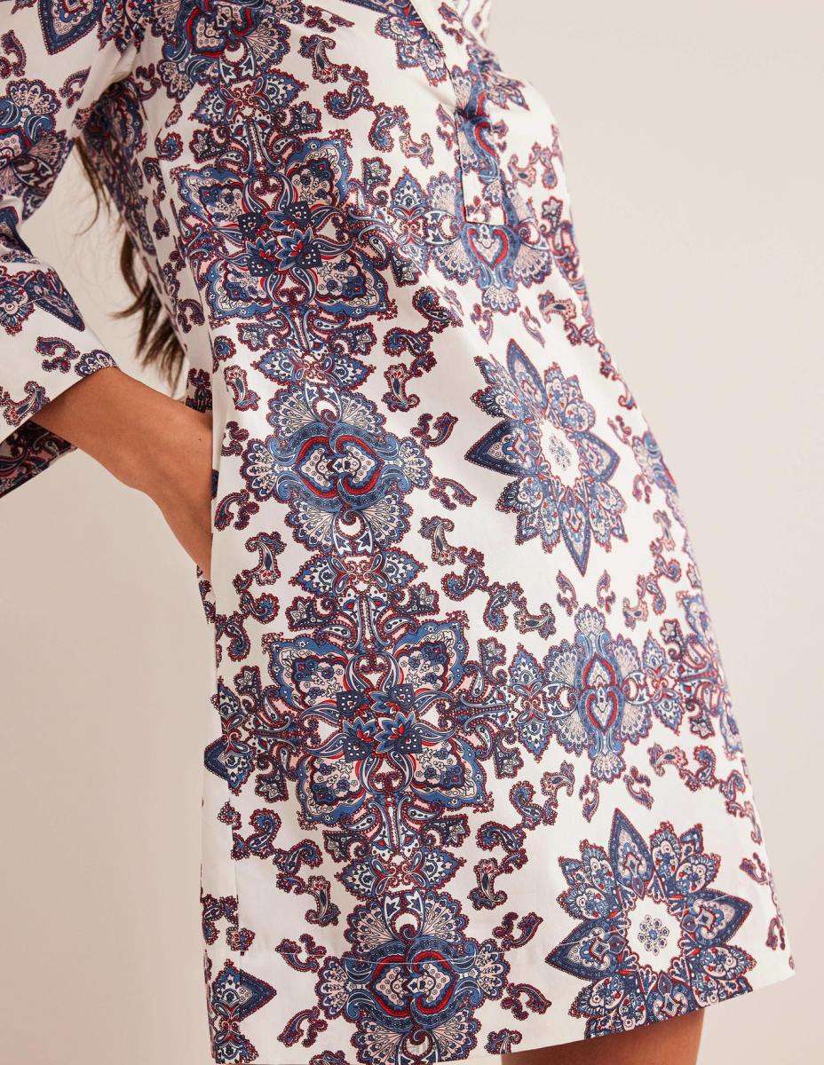 облекло Boden мини рокля с деколте слонова кост и райско пейсли Жени LL682160