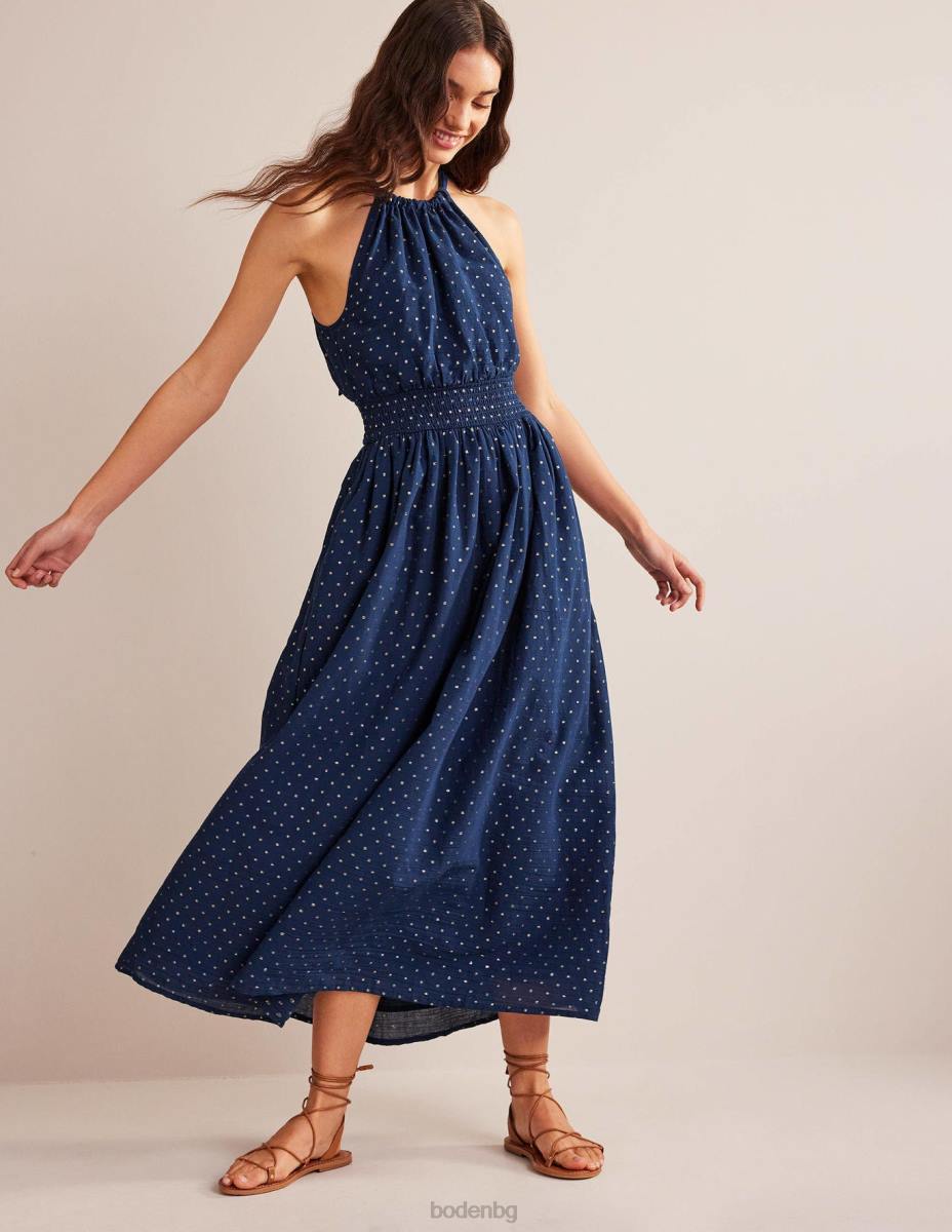 облекло Boden макси рокля с метален детайл тъмносин и златист клипс Жени LL682165