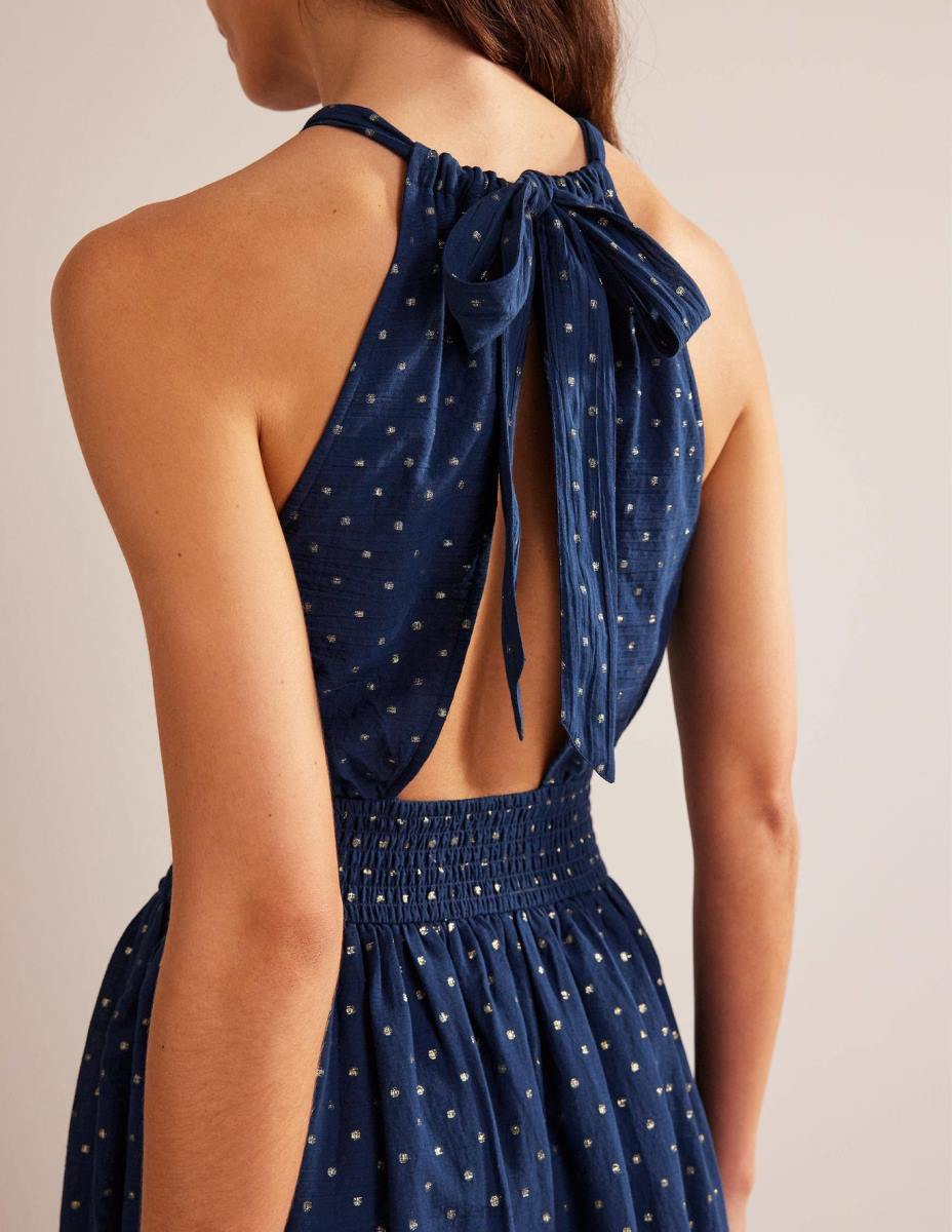 облекло Boden макси рокля с метален детайл тъмносин и златист клипс Жени LL682165