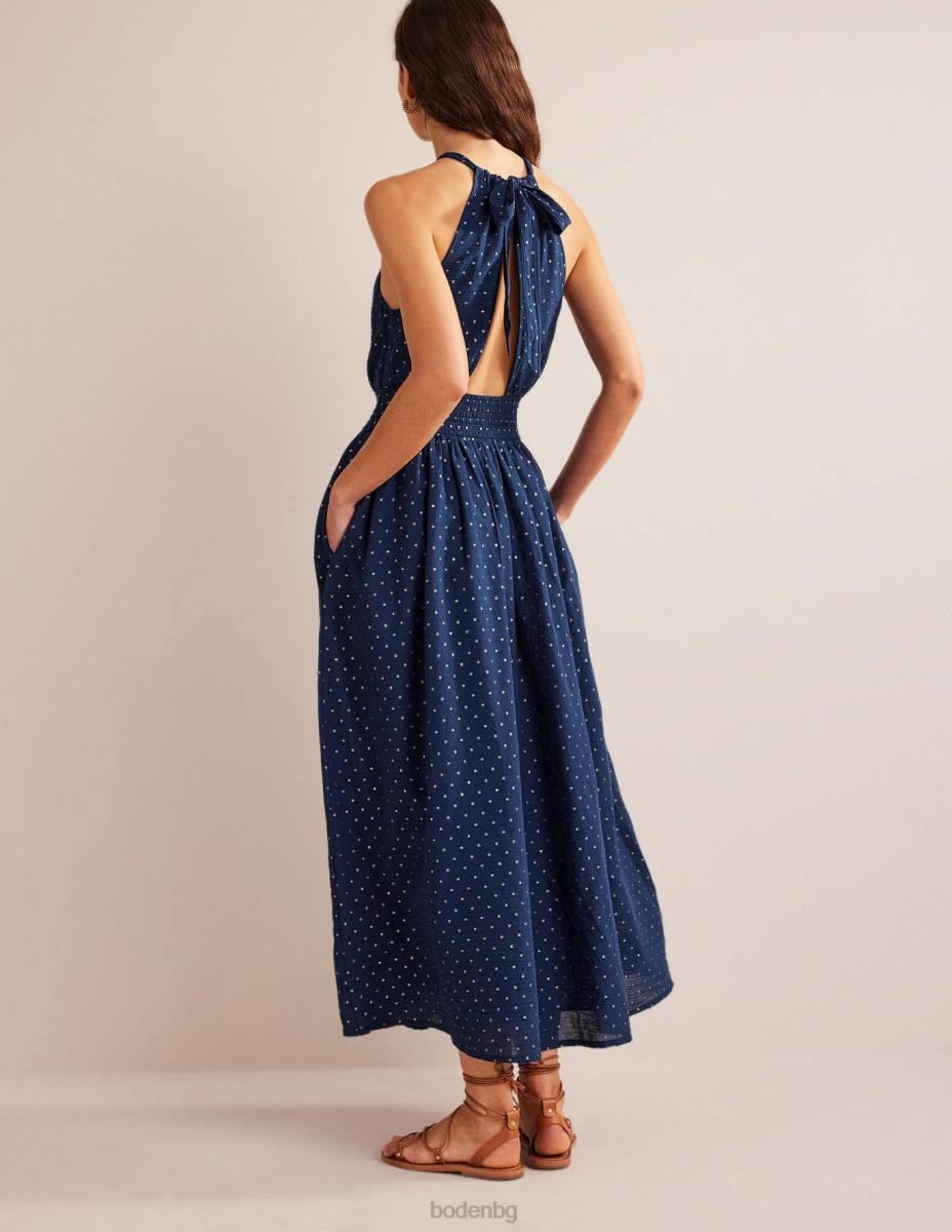 облекло Boden макси рокля с метален детайл тъмносин и златист клипс Жени LL682165