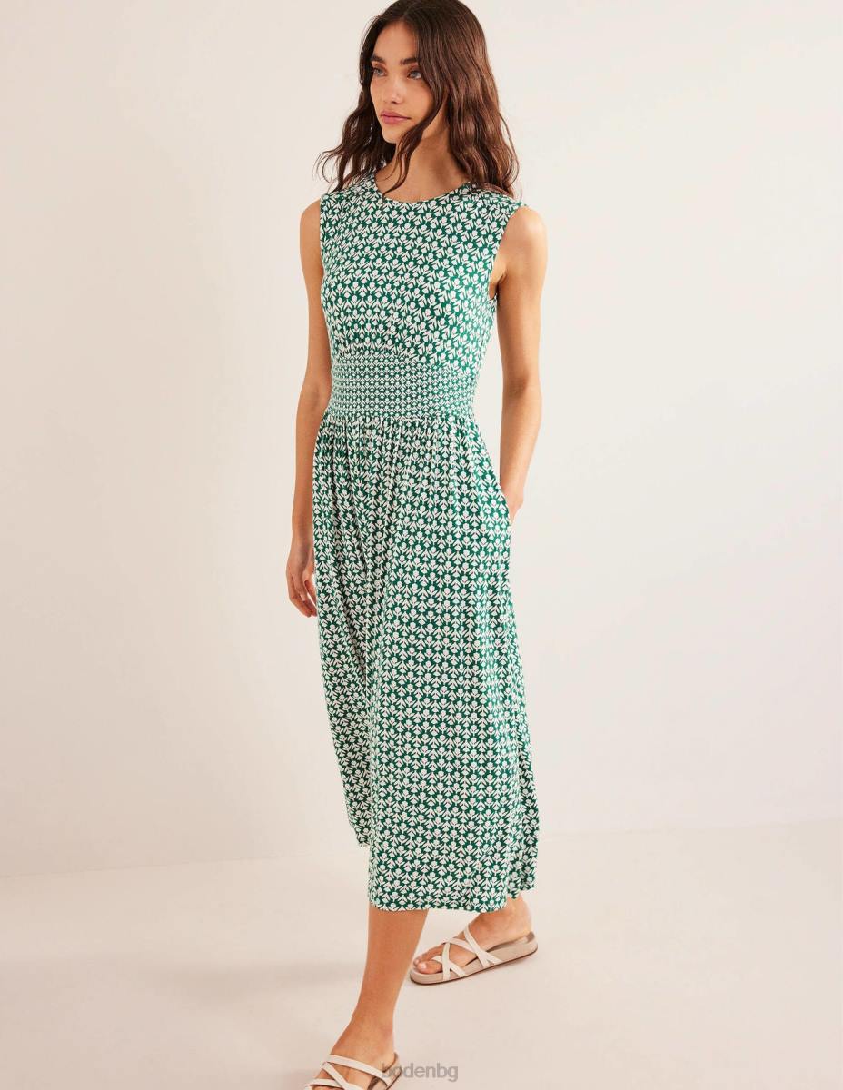 облекло Boden миди рокля от трико с детайли на талията бутилка зелено и лале поп Жени LL682175