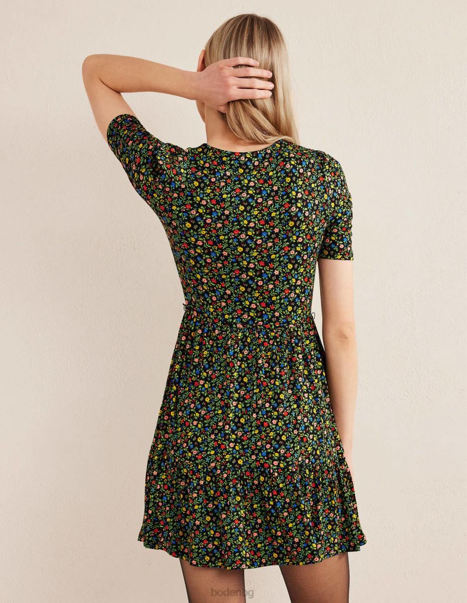 облекло Boden мини рокля от трико с бюст и бюст черна и листенца Жени LL682231