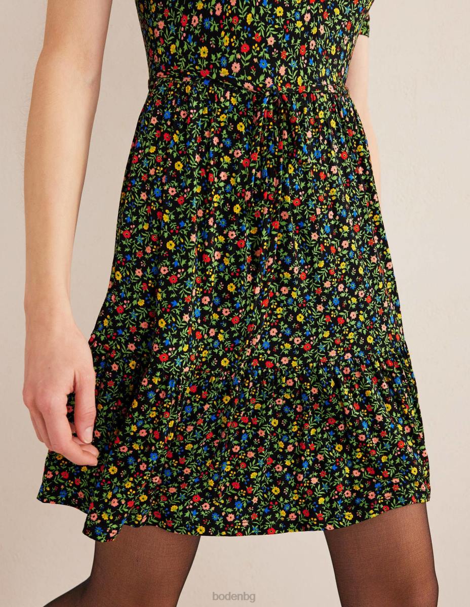 облекло Boden мини рокля от трико с бюст и бюст черна и листенца Жени LL682231