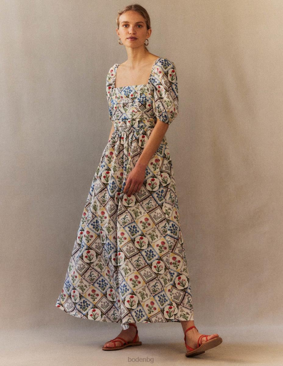 облекло Boden миди рокля с набрани корсажи слонова кост и дива камбанка Жени LL682234