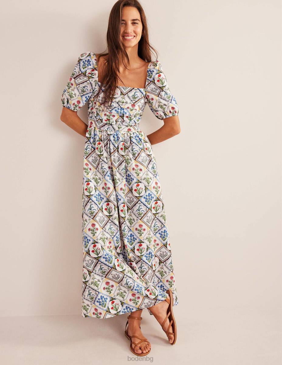 облекло Boden миди рокля с набрани корсажи слонова кост и дива камбанка Жени LL682234