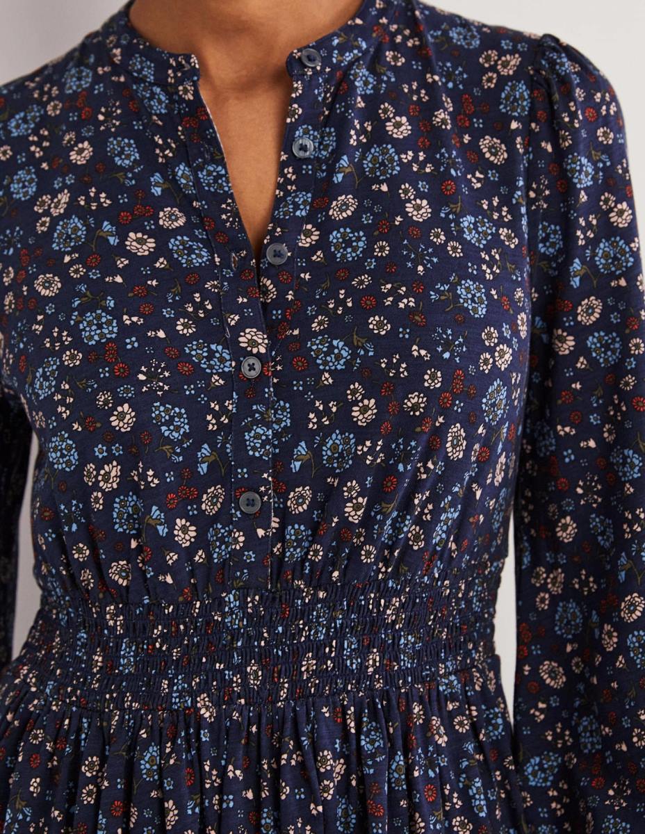 облекло Boden пушена рокля от трико тъмносиньо и очарователен чар Жени LL682235