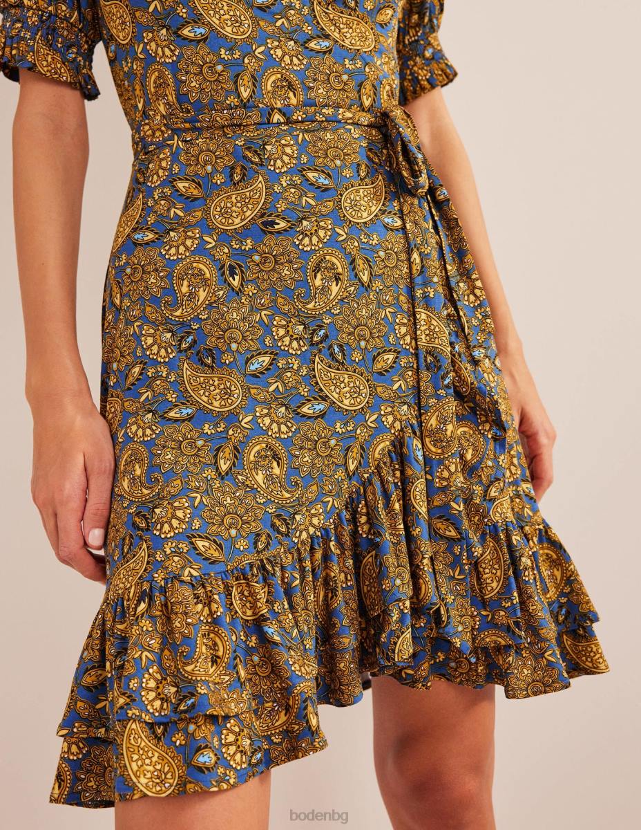 облекло Boden мини рокля от трико с волани събиране на злато и пейсли тераса Жени LL682248