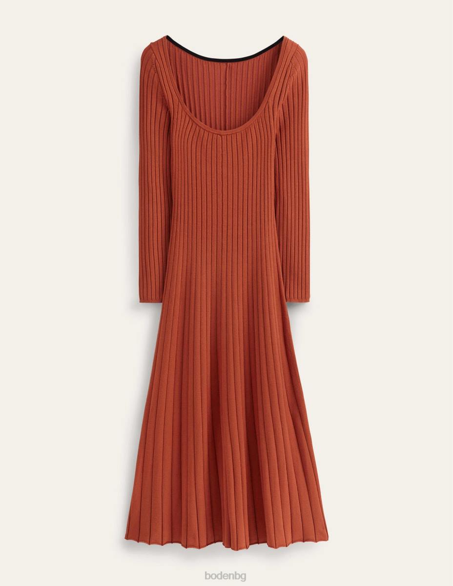 облекло Boden плетена миди рокля с широко деколте ръжда Жени LL682274