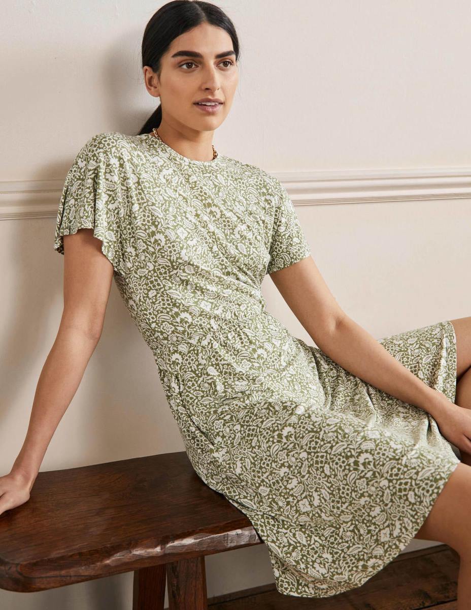 облекло Boden рокля от трико с пърхащи ръкави грах & ориенталски рай Жени LL682282