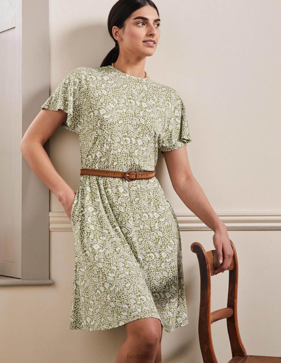 облекло Boden рокля от трико с пърхащи ръкави грах & ориенталски рай Жени LL682282