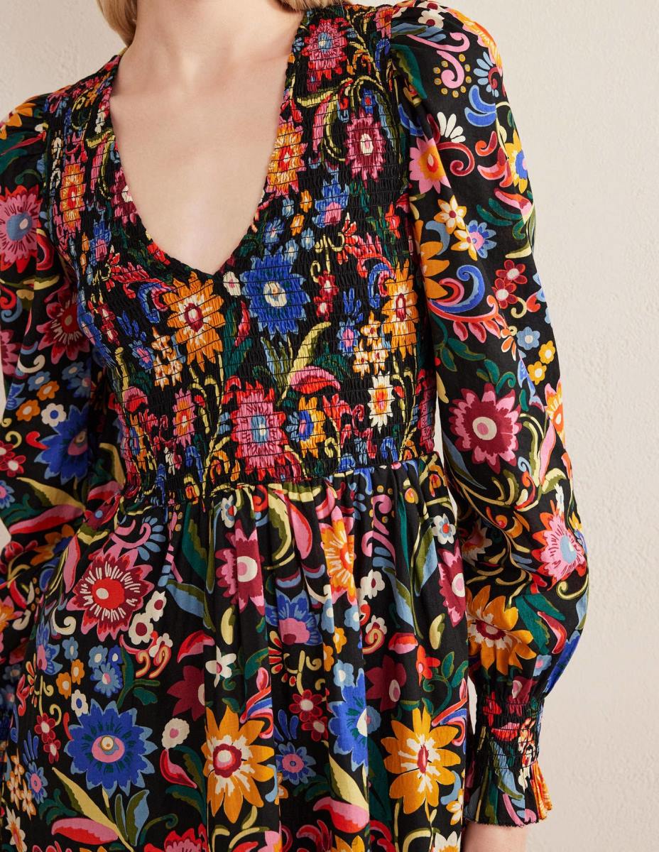 облекло Boden мини рокля с пушено елече черно и гардения поп Жени LL682390