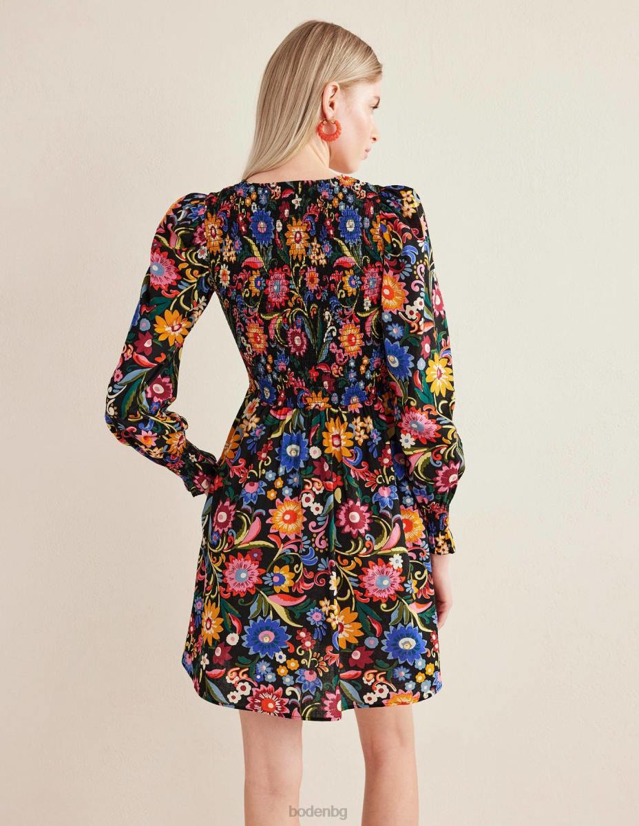 облекло Boden мини рокля с пушено елече черно и гардения поп Жени LL682390