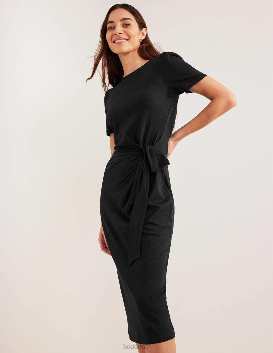 облекло Boden миди рокля от трико с възли отпред черен Жени LL682391