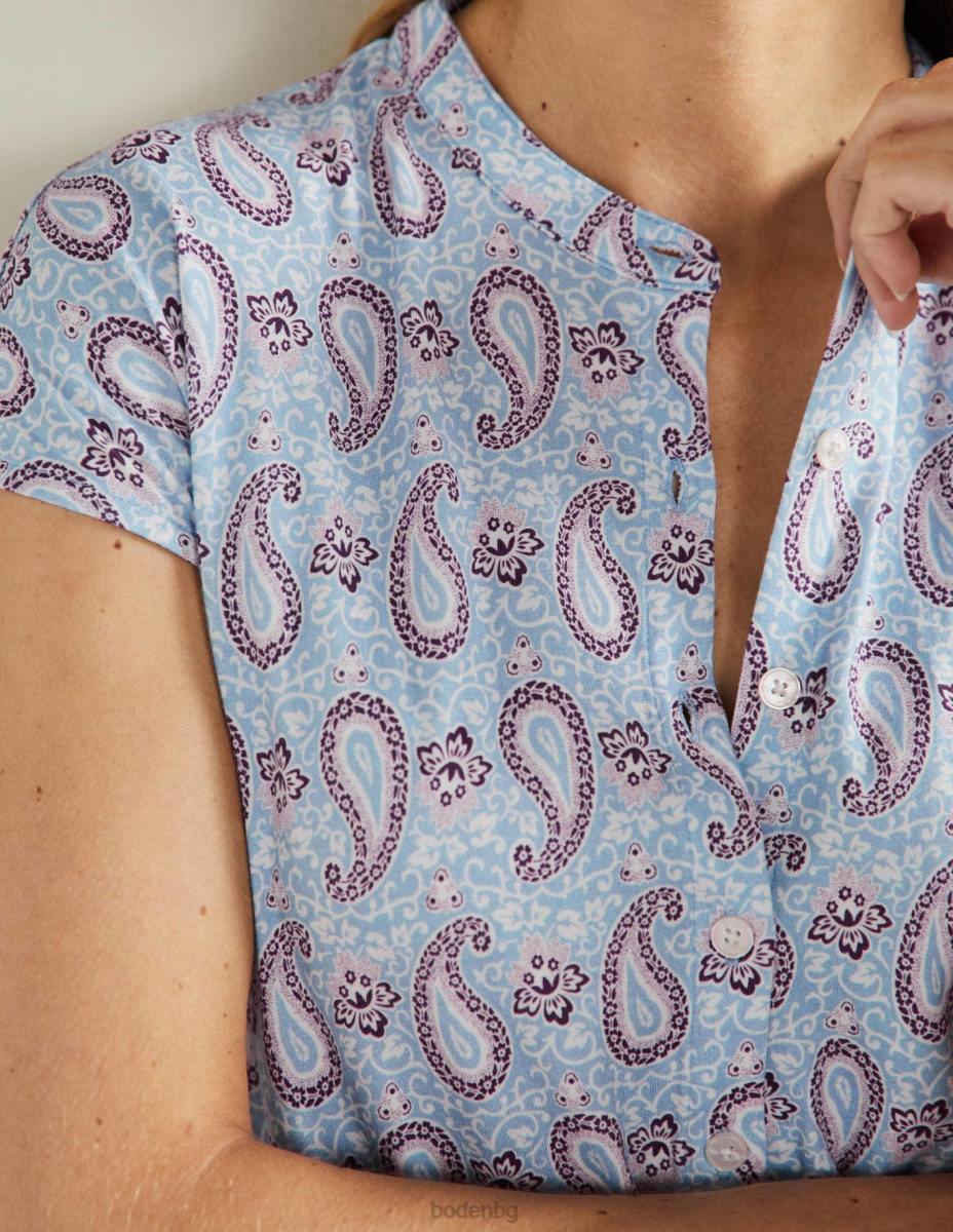 облекло Boden флипи рокля от трико прашно синьо и очарователно пейсли Жени LL682396