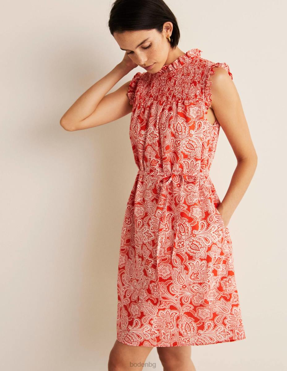 облекло Boden пушена мини рокля без ръкави петарда и пейсли пъпка Жени LL682420