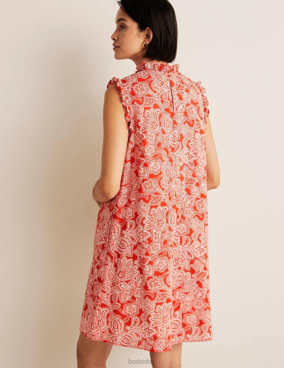 облекло Boden пушена мини рокля без ръкави петарда и пейсли пъпка Жени LL682420