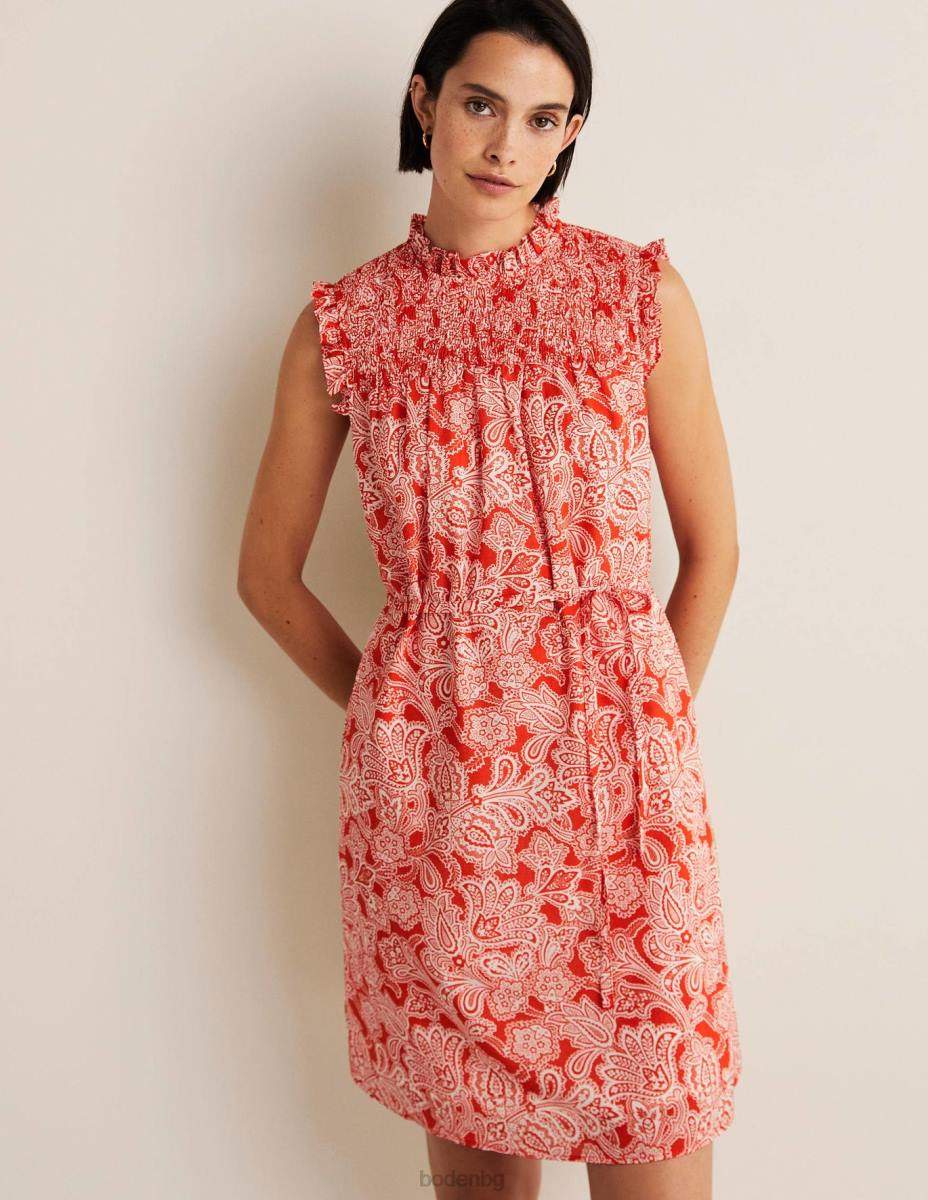 облекло Boden пушена мини рокля без ръкави петарда и пейсли пъпка Жени LL682420