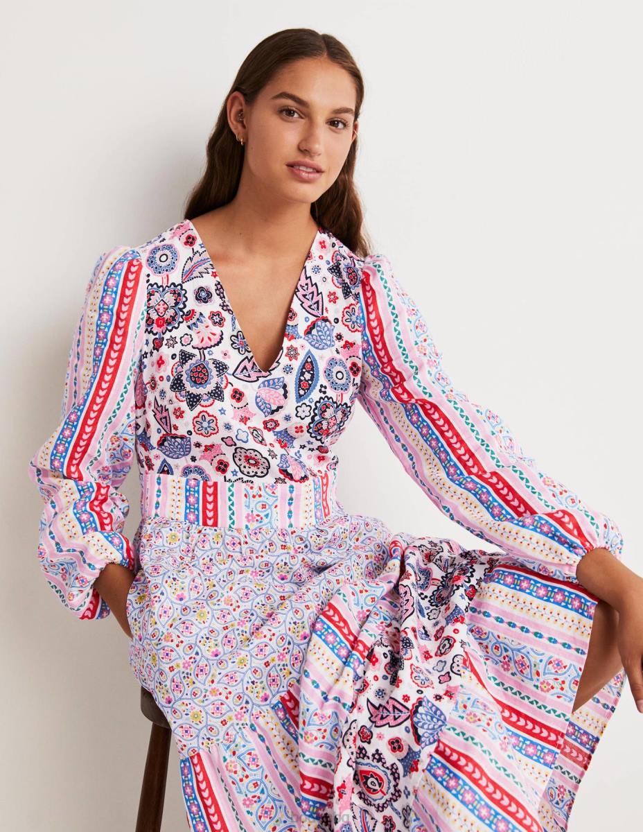 облекло Boden преработена многоетажна макси рокля розово Жени LL682428