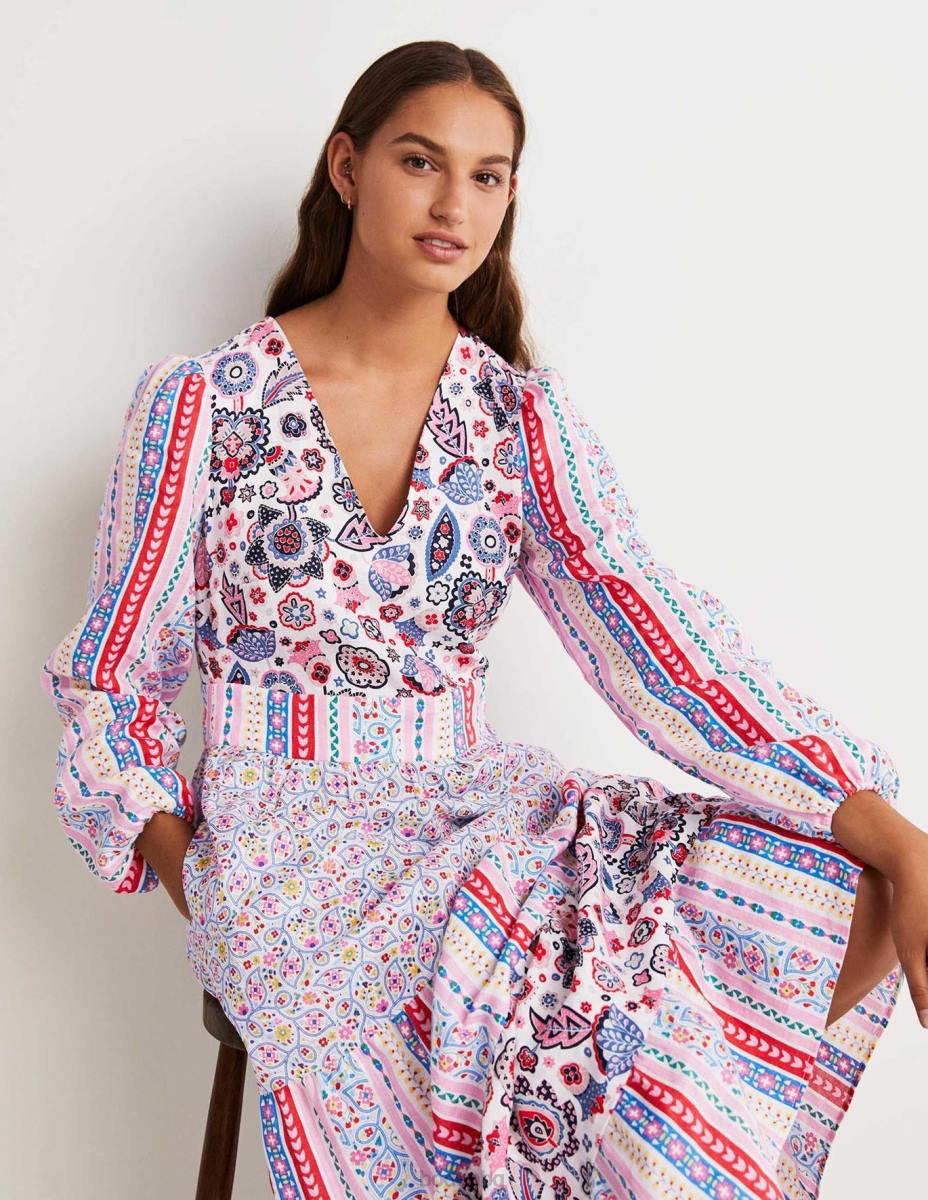 облекло Boden преработена многоетажна макси рокля розово Жени LL682428