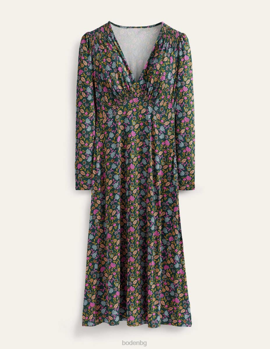 облекло Boden миди рокля от трико чатсуърт зелено и венчелистче от лотос Жени LL682443