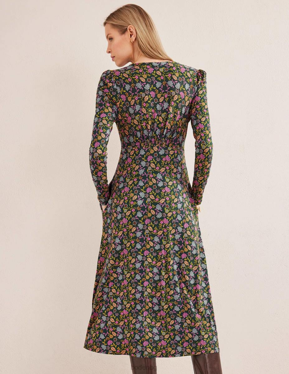 облекло Boden миди рокля от трико чатсуърт зелено и венчелистче от лотос Жени LL682443