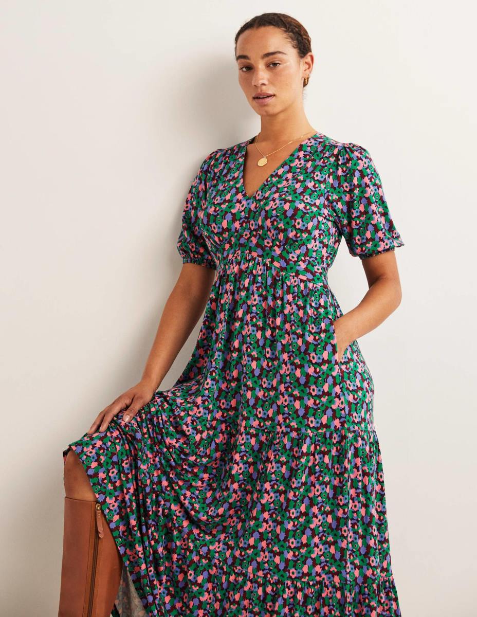 облекло Boden макси рокля от трико от трико сенчеста поляна и куп лалета Жени LL682449