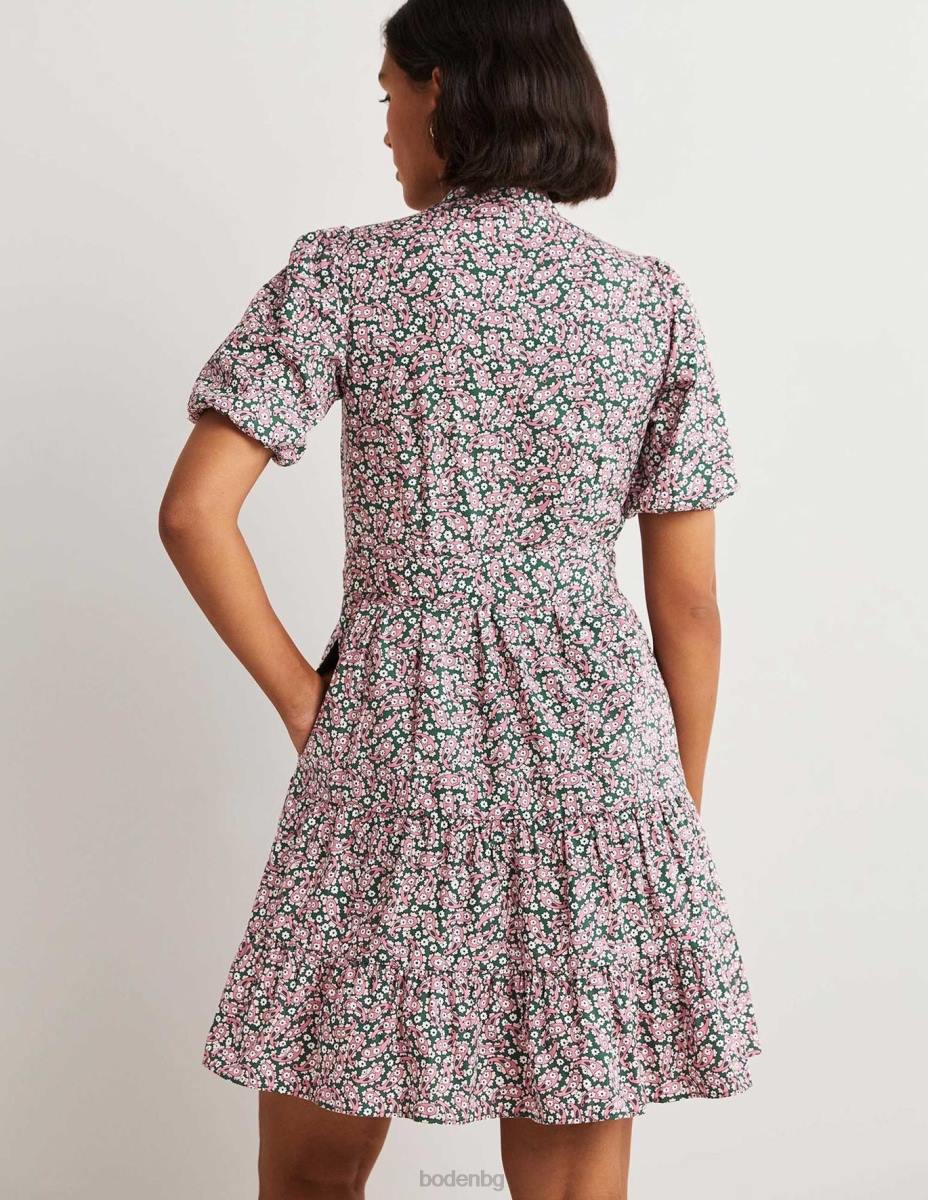 облекло Boden рокля с риза на нива трекинг зелено и пейсли с венчелистчета Жени LL682461