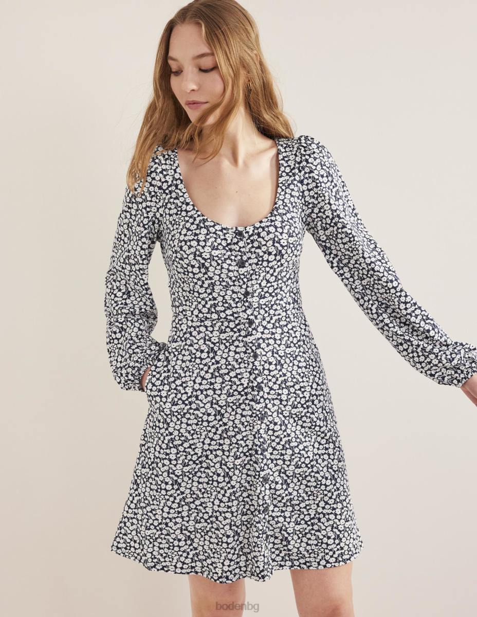 облекло Boden мини рокля от трико с копчета отпред френски флот и клонче лале Жени LL682465