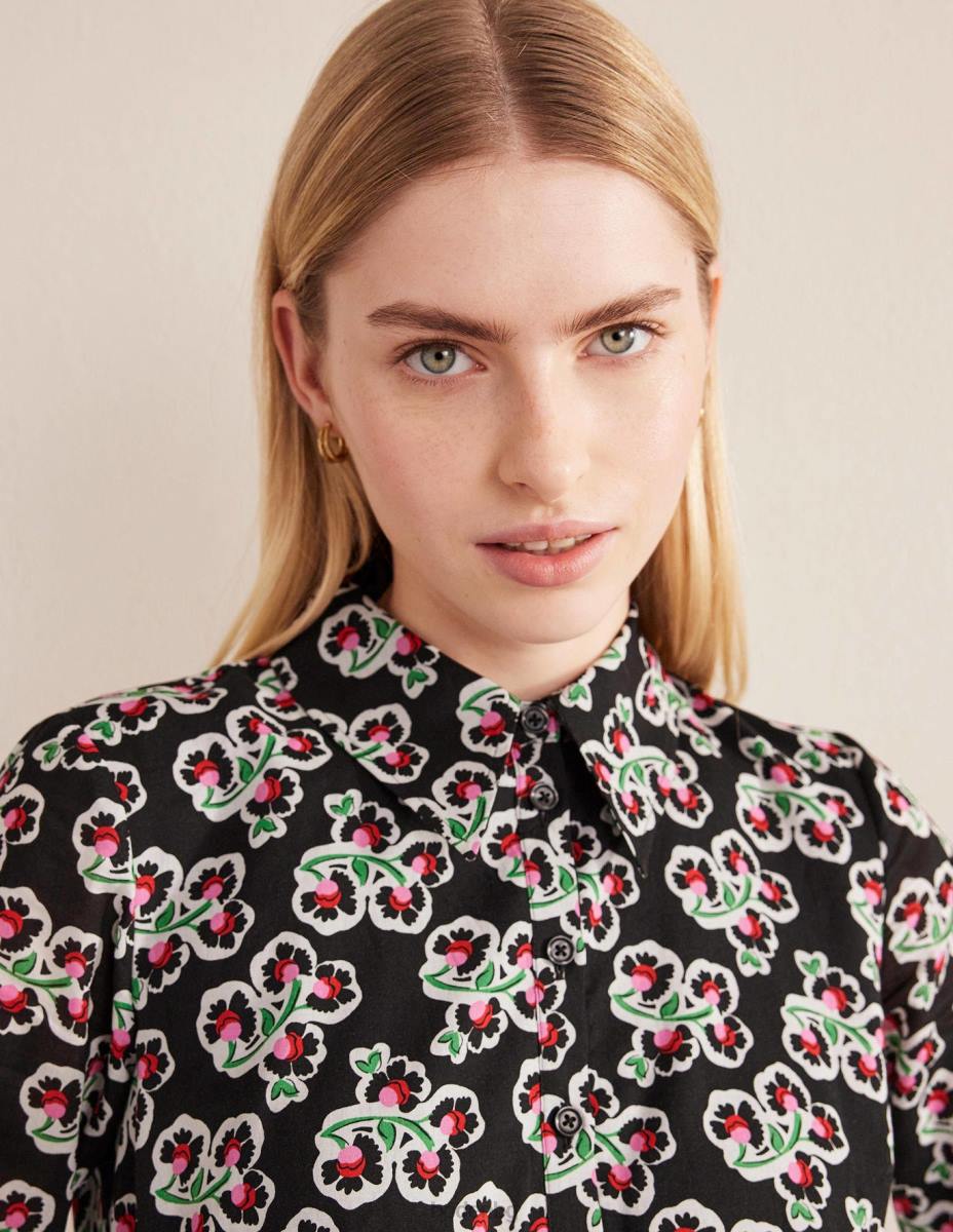 облекло Boden многослойна памучна макси рокля черно и венчелистче цвят Жени LL682467