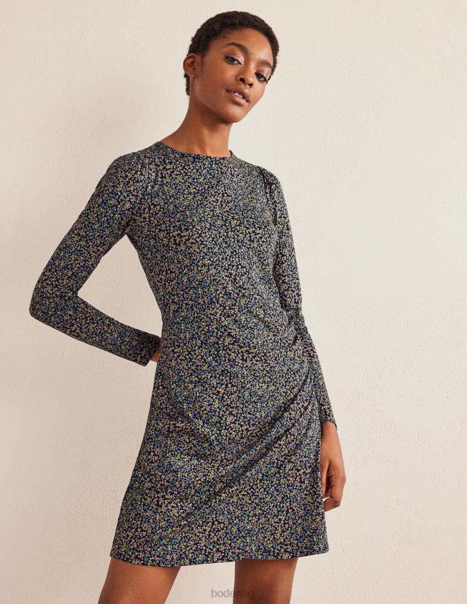 облекло Boden мини рокля от трико с набрани решетки черна и дива лоза Жени LL682468