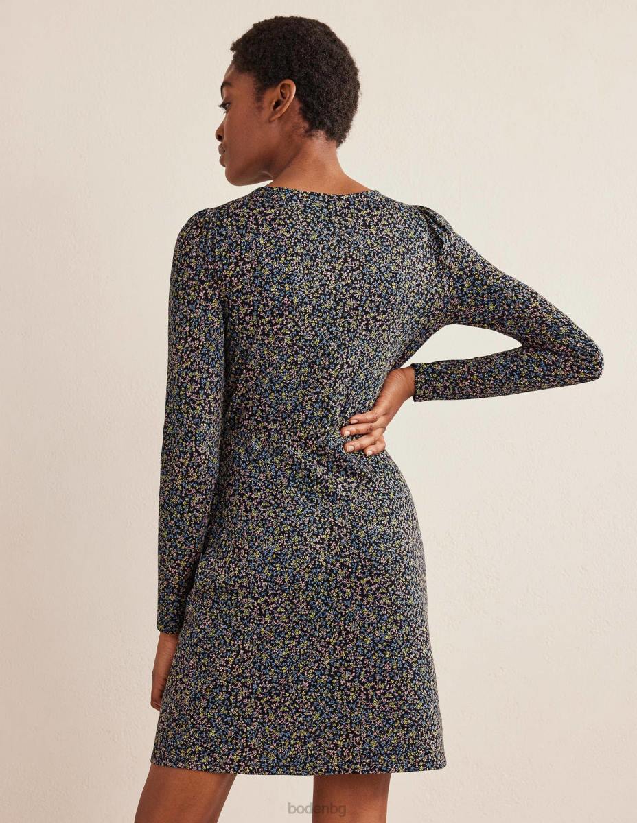 облекло Boden мини рокля от трико с набрани решетки черна и дива лоза Жени LL682468