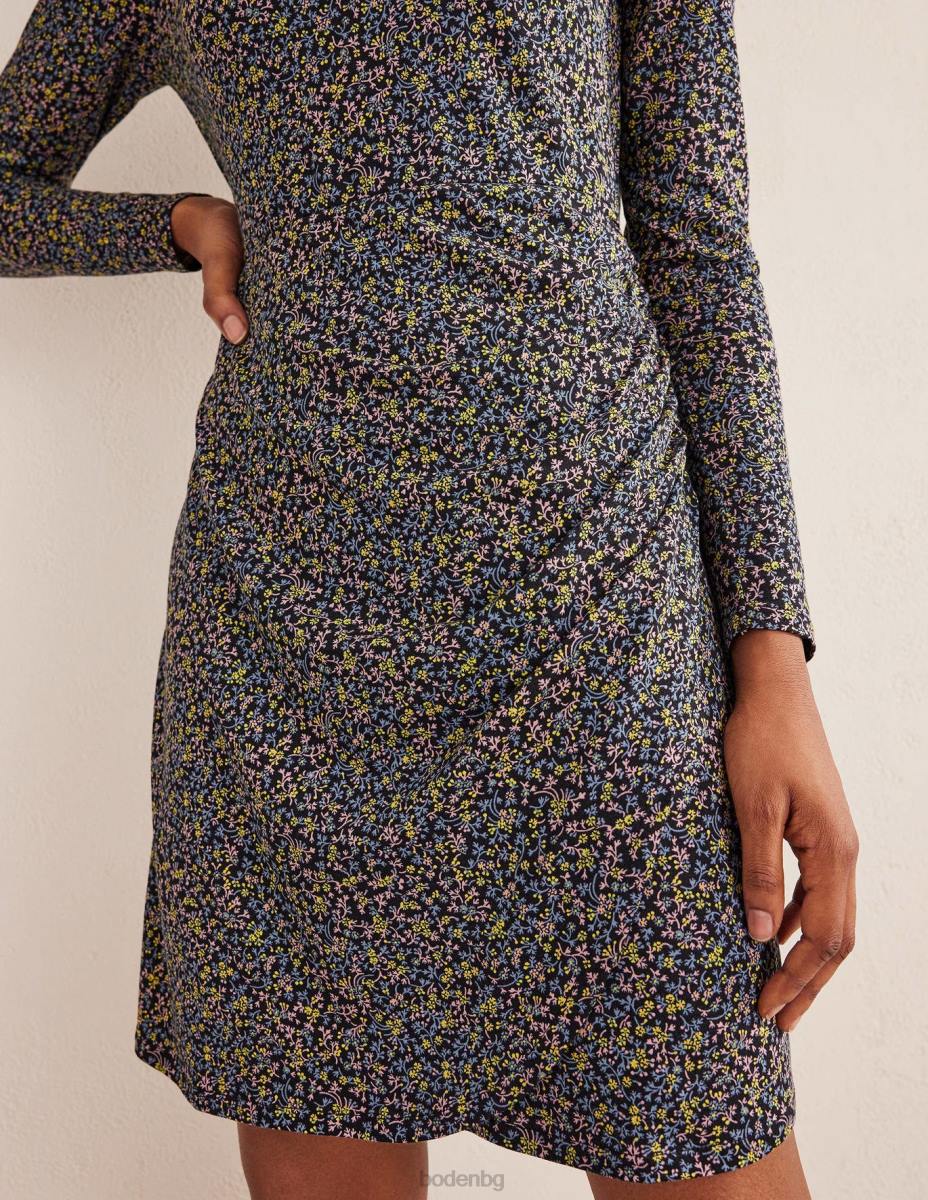 облекло Boden мини рокля от трико с набрани решетки черна и дива лоза Жени LL682468