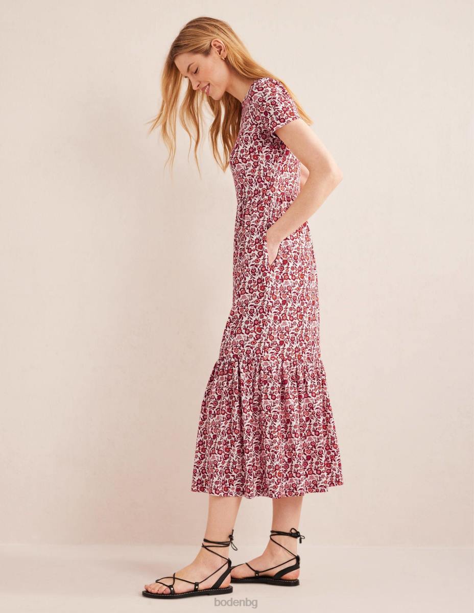 облекло Boden многоетажна лесна миди рокля от трико цъфтеж на коледна звезда и теменуга Жени LL682475