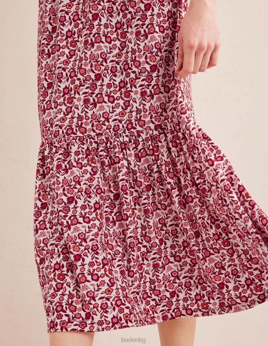 облекло Boden многоетажна лесна миди рокля от трико цъфтеж на коледна звезда и теменуга Жени LL682475