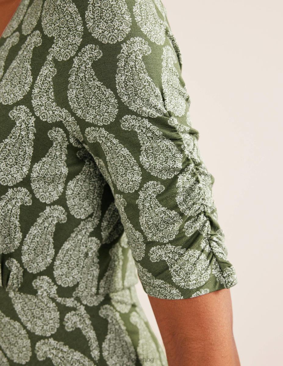 облекло Boden миди рокля от трико с къс ръкав смърч и сладък пейсли Жени LL682493