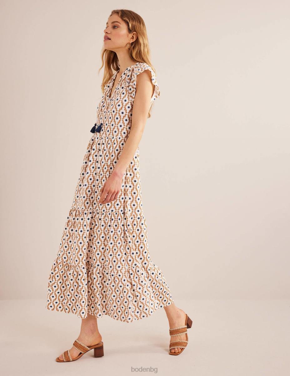 облекло Boden миди рокля от трико дорсет крем и гео диамант Жени LL682501