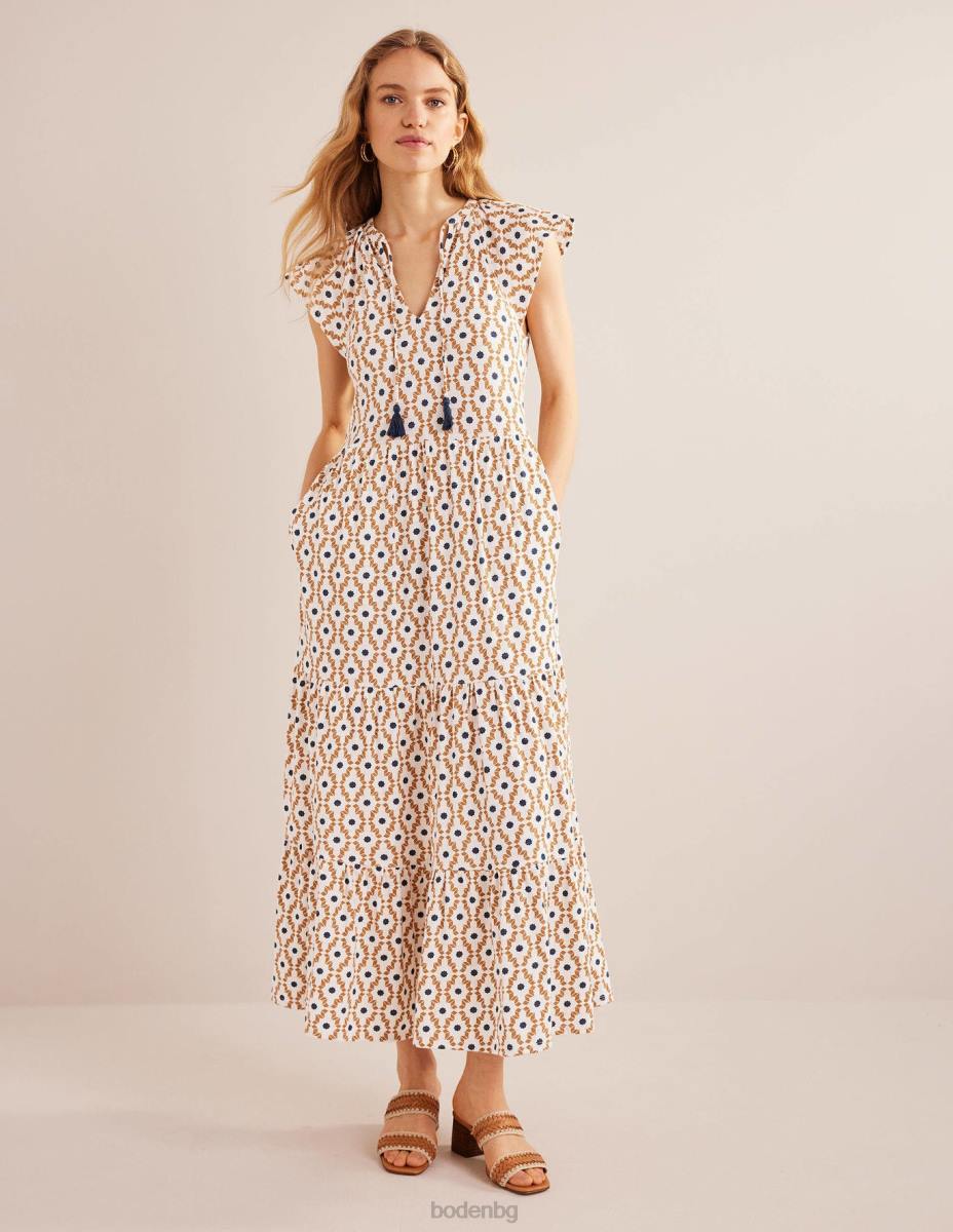 облекло Boden миди рокля от трико дорсет крем и гео диамант Жени LL682501