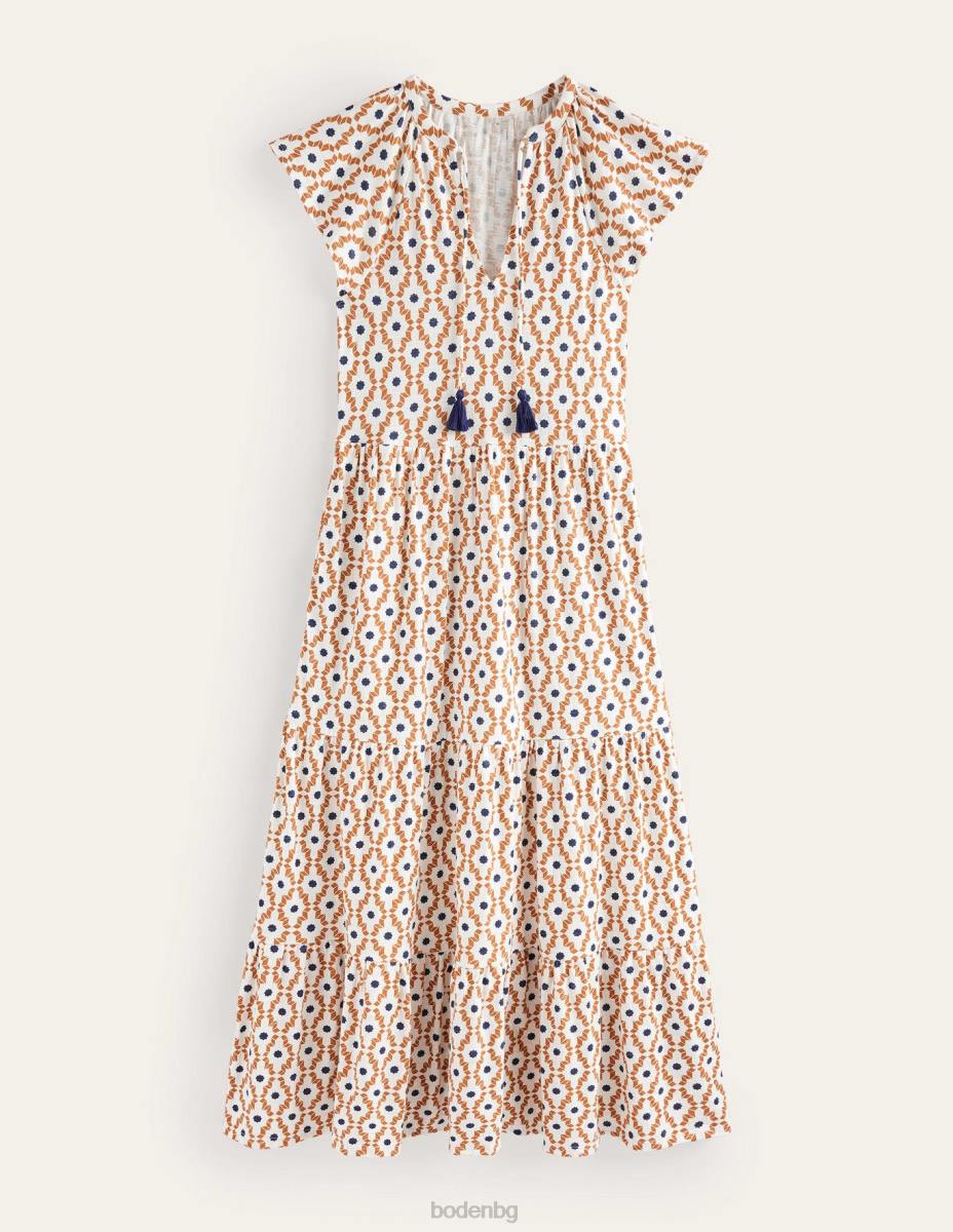 облекло Boden миди рокля от трико дорсет крем и гео диамант Жени LL682501